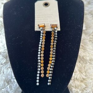New Anthropologie dangle topaz and pearl fashion earrings